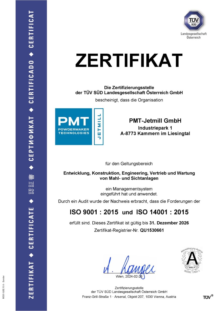 Zertifikat ISO 900114001