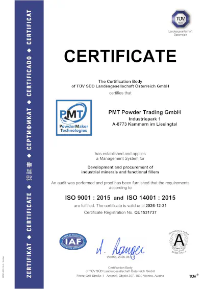 Zertifikat 9001 14001 PMT Powder Trading - Ver. eng.